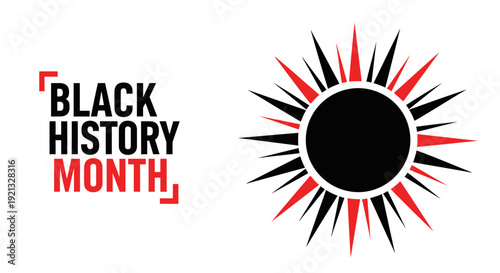 Black History Month Text with Abstract Sunburst Symbol