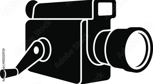 Movie camera silhouette icon for vintage cinema concept