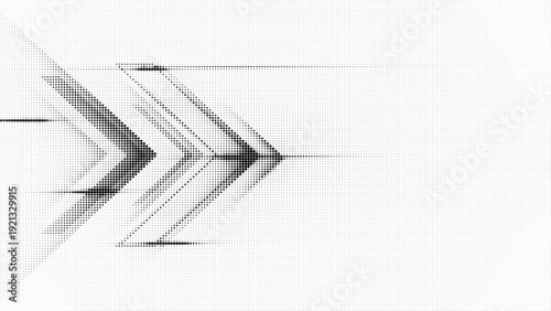 Halftone arrow graphic design element pointing right on white background