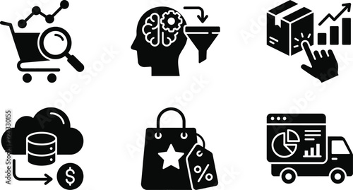 E-commerce icons for consumer behavior and business analytics