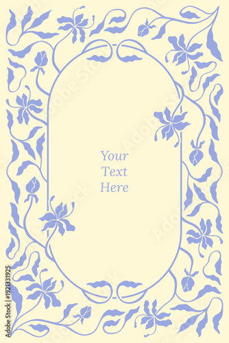 Elegant Purple Floral Arch Frame Background with Botanical Ornament
