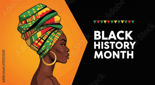 Black Woman Wearing Traditional Headwrap Celebrating Black History Month