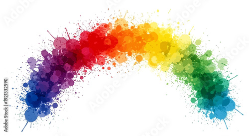 Vibrant Rainbow Watercolor Splatter Brush Strokes on White Background