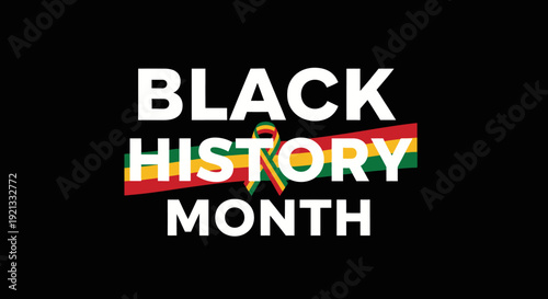 Black History Month Celebration Graphic with Pan-African Ribbon