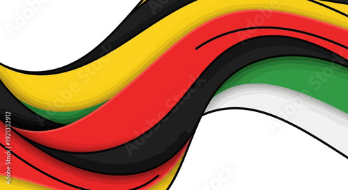 Abstract Wavy Ribbon Background with Germany Flag Colors and White Space
