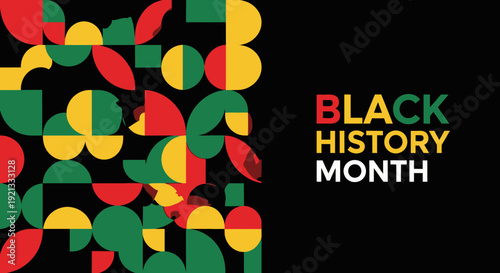 Black History Month Abstract Design with Red, Yellow, and Green Geometric Shapes