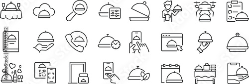 Set of outline icons related to laptop. Linear icon collection. Editable stroke. Vector