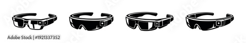 Smart glasses vector icons set. wearable tech symbols for ar and vr devices