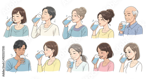 Diverse Group of People Enjoying Refreshing Drinks.