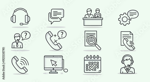 Customer Service and Support Icons Set.
