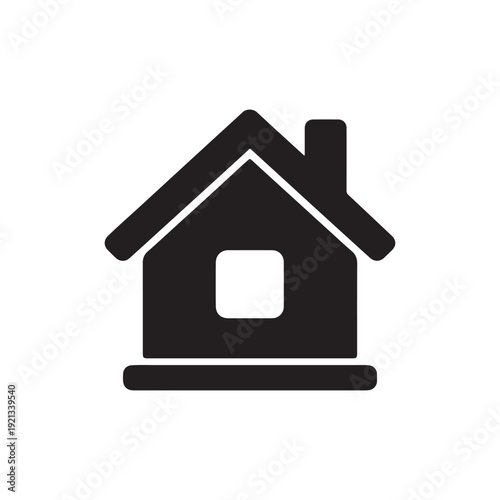 A 3d vector house icon and real estate symbol featuring a blue and white building design for a web business button or property construction logo