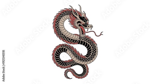 Dragon Snake Tattoo Design in Japanese Traditional Style. made with generative Ai 
