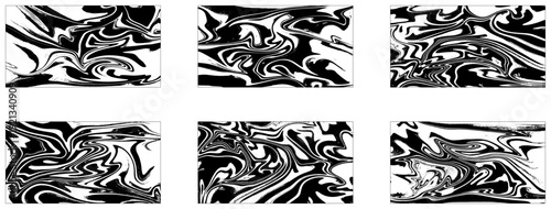 Set of white and black marble texture vector background. Stone or rock bundle, collection. Black and white. Hand drawn marble illustrations, ebru aqua paper and silk prints. Traditional Turkish ebru t