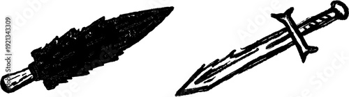 Vintage Viking Weapon - Antique Dagger with Rough Handle