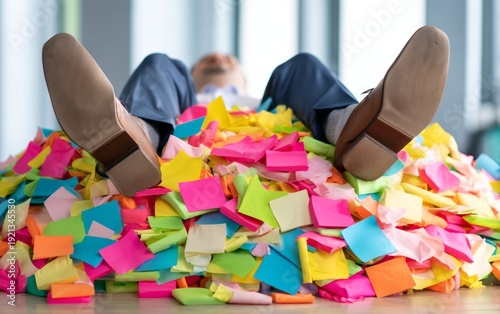 Office Humor with Legs in Colorful Sticky Notes