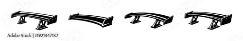Car spoiler design vector icons set - automotive parts collection and vehicle accessories