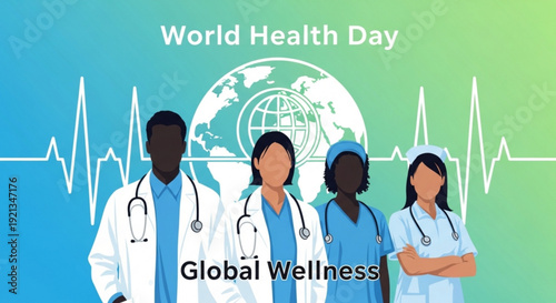 Medical professionals celebrating world health day for global wellness and healthcare