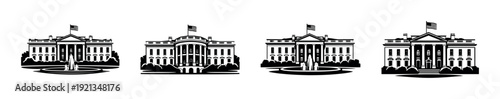 Landmark buildings vector icons set. historical architecture symbols. famous monuments silhouette