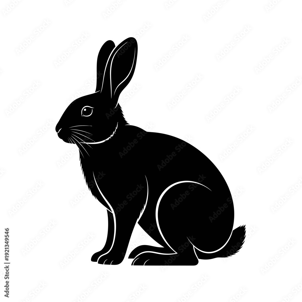 Obraz premium Rabbit Side Profile Silhouette Vector Icon