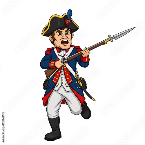 Patriot Revolutionary Soldier Cartoon Illustration

