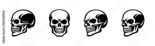 Skull designs vector icons set: skull symbols, cranium graphics