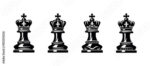 Chess pieces vector icons set - black king variants collection symbols