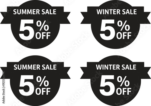 Discount sale labels for summer and winter promotions