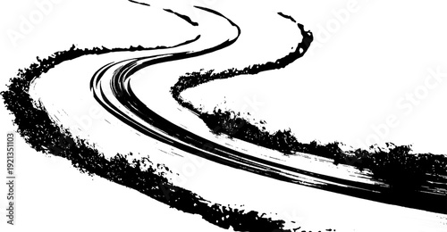 Vector dynamic tire tracks black tire tracks grunge texture on white background