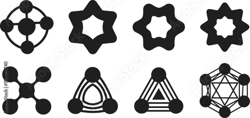 Geometric shapes and molecular structures in black