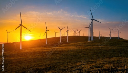 Wind Turbines at Sunset - Renewable Energy on the Horizon.