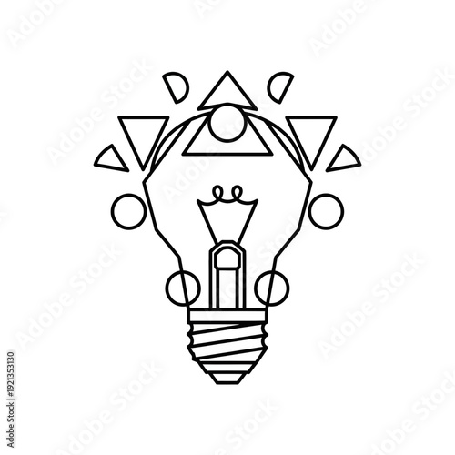 Creative Light Bulb with Geometric Shapes Symbolizing Innovation and Bright Ideas