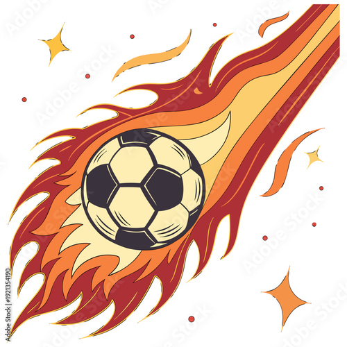“Burning Soccer Balls  Fire Football Sports Action Vector Illustration”