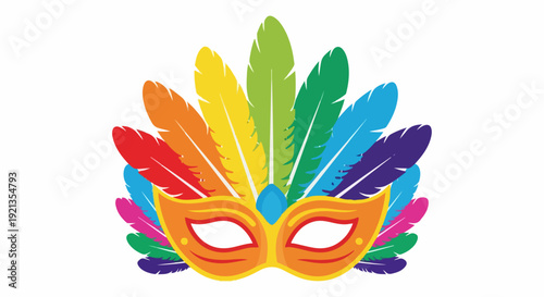 Vibrant mardi gras mask with colorful feathers festive carnival accessory symbol of celebration and anonymity in a party setting with rainbow hues and decorative plumage