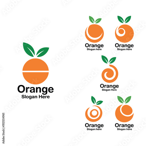 Wallpaper Mural Variety of orange fruit logo designs with leaves and text elements Torontodigital.ca