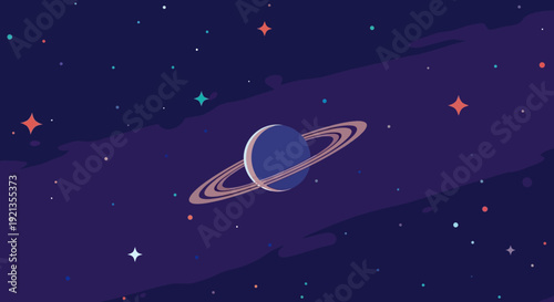 Saturn planet with rings in the outer space.