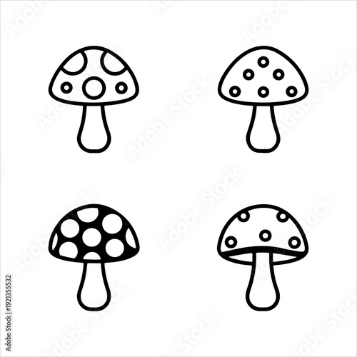 A Professional Organic Mushroom Icon Symbol, Showcasing Fungus Nature and Digital Mycology Wild Forest Vegetable Cooking Edible Biology Gourmet.