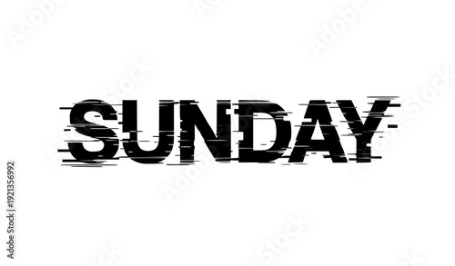 Broken glitch Sunday typography vector text