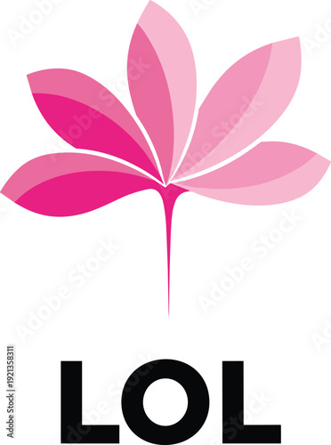 Stylized LOL logo with six pink gradient petals arranged symmetrically for branding, playful identity, and modern floral-themed design