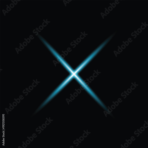 Blue Neon Light X Shape – Glowing Energy Cross Abstract Technology Background