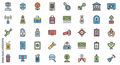 A clean flat medical icons set showing healthcare symbols designed for web and mobile use