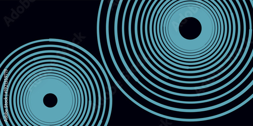 Blue abstract background with glowing circles. Swirl circular lines pattern. Geometric spiral. Twirl element. Modern graphic design. illustration