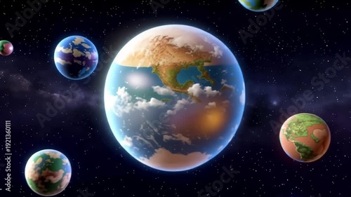 Dysonsphere Concept Surrounding Earth and Planets.