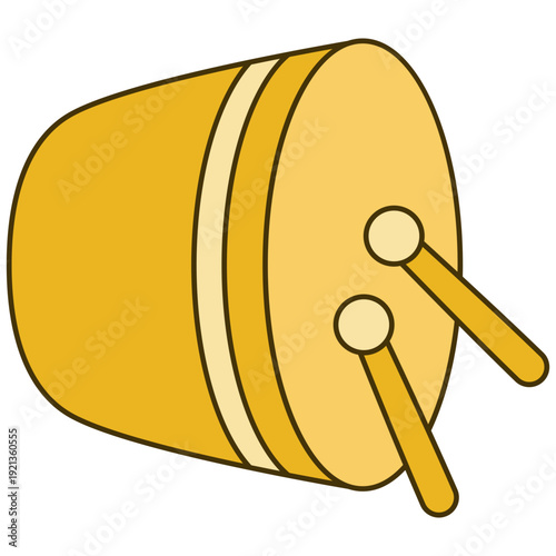 Illustration of a Drum with Drumsticks
