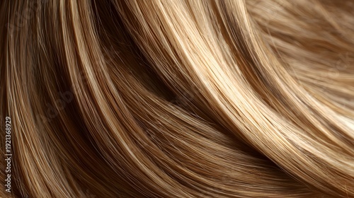 Macro Texture of Silky Light Brown and Dark Blonde Hair. Professional Hair Care, Shine, and Coloring Concept.