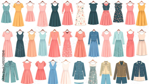 Women Clothing Collection – Flat Casual Fashion Outfit Vector Set