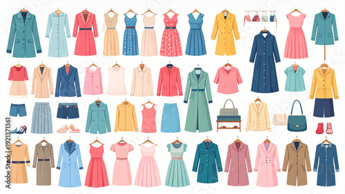 Women Clothing Collection – Flat Casual Fashion Outfit Vector Set