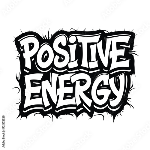 The words Positive Energy are styled in bold white outlined by black design elements