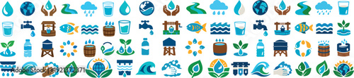 World Water Day Icon Set Water Conservation Sustainability Collection