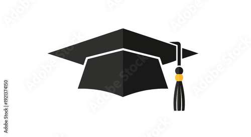 Black Graduation Cap with Yellow Tassel - Symbol of Academic Achievement and Education