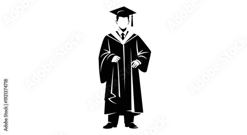 Graduation Ceremony Student in Cap and Gown Celebrating Achievement and Education